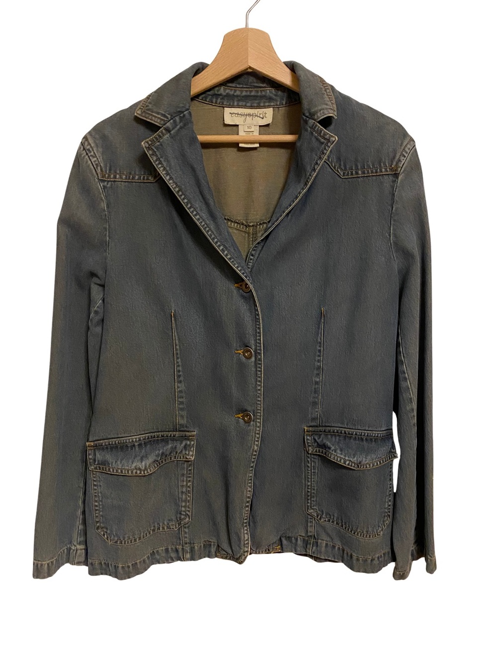 Easy Spirit Denim-Style Women’s Jacket Ruched Back - Washed Blue Size 10